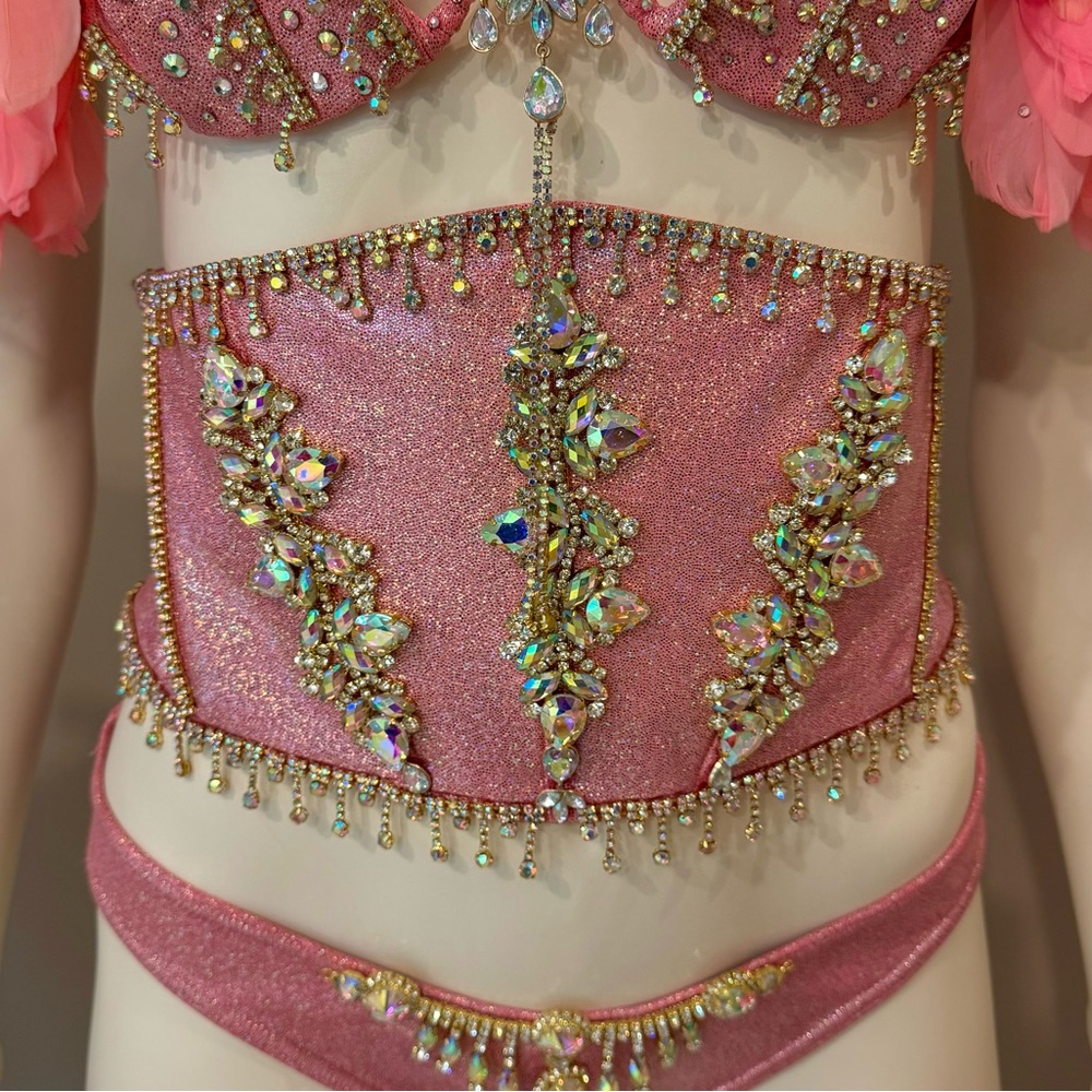 Pink Bejeweled under bust corset